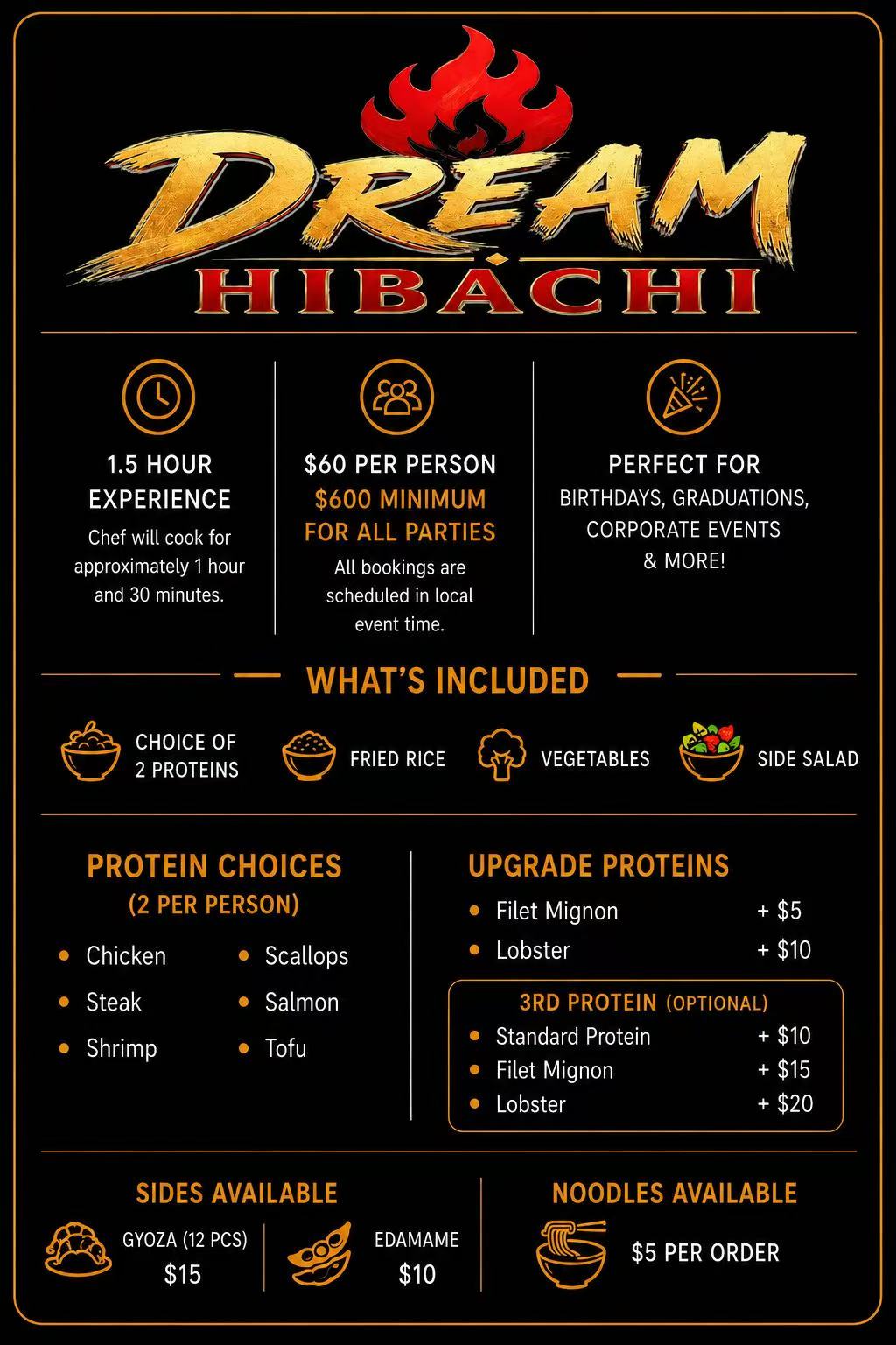 dreamhibachi booking information